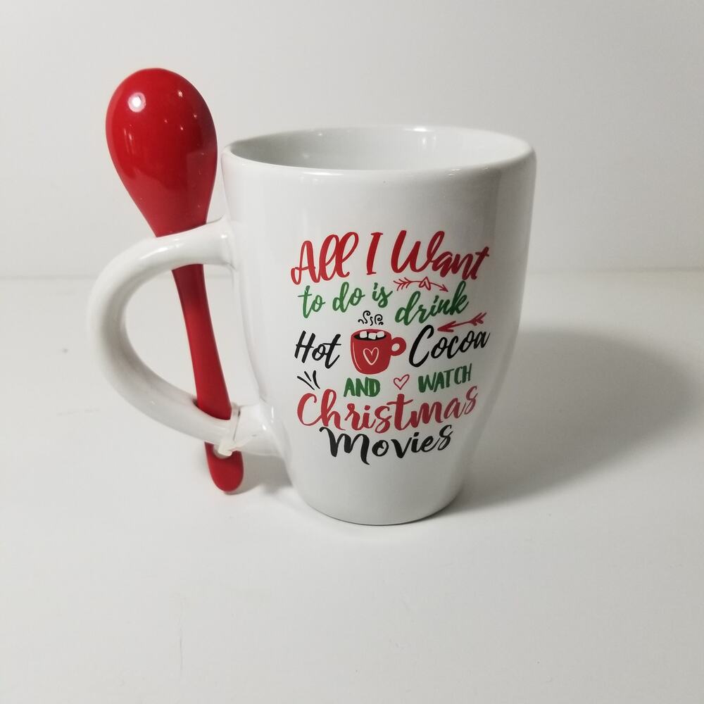 Holiday sm. mug w/ spoon All I want to do is drink hot cocoa & watch Christmas